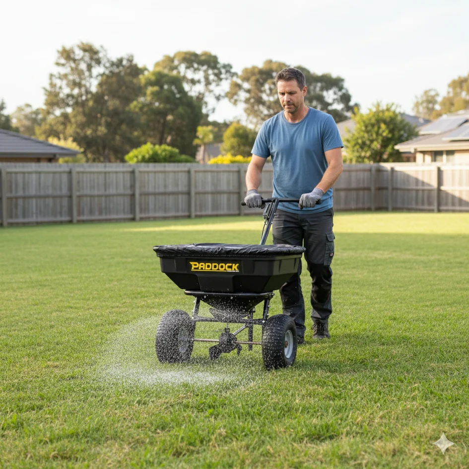 Paddock 50kg walk-behind seed and fertiliser spreader